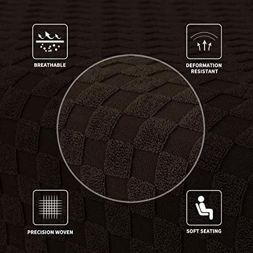 MAXIJIN Jacquard Ottoman Cover Slipcovers Folding Storage Stool Furniture Protector Cover Soft Thick Rectangle Foot Rest Slipcover with Elastic Bottom (Ottoman Large, Dark Coffee) - Image 5