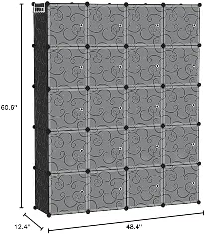 C&AHOME 20-Cube Storage Organizer with Door Platic Closet Organizer Black - Image 3