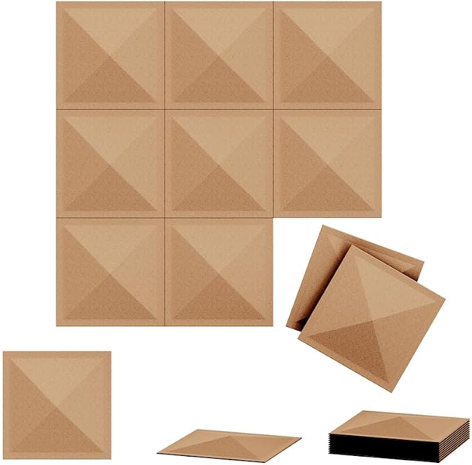 12 Pack 3D Wall Panels for Interior Wall Decor, Accent Wall Panels for Office Living Room Bedroom Hotel Lobby, 12''x12'' Pyramid Wallpapers Cover 12 Sq.Ft, Coffee Brown - Image 9