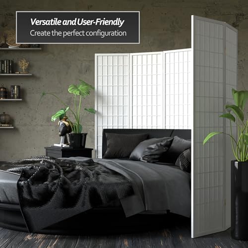 Red Lantern 6 ft. Tall Window Pane Shoji Screen - White - 5 Panels - Image 3