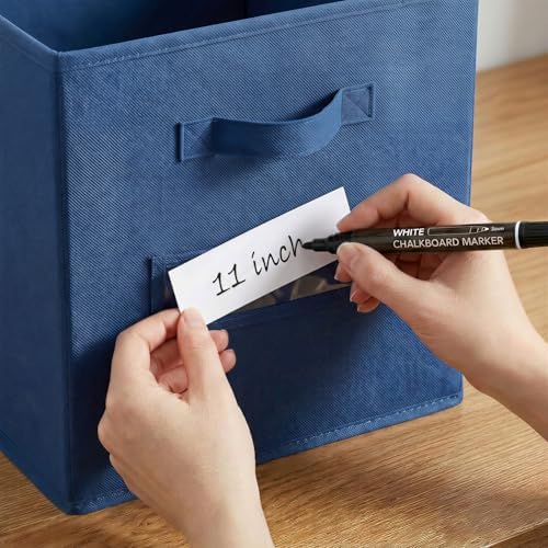 Storage Bins,11" Cube Storage Bin with Labels,10pcs,Navy Blue - Image 4