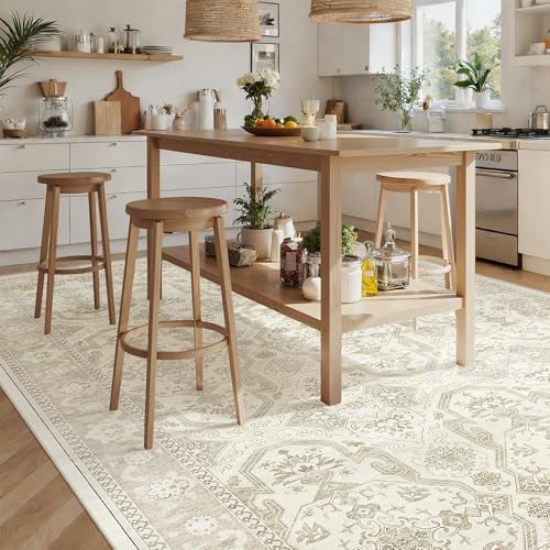 Soalmost 10x12 Area Rugs for Living Room Washable Rug Non-Slip Beige/Brown - Image 4