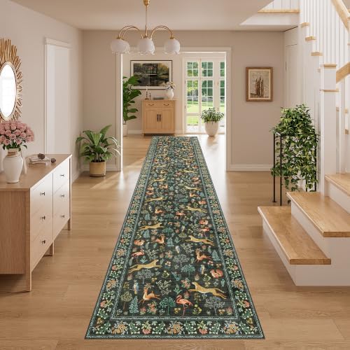 DUKINO 3x14 Runner Rug for Hallway, Washable Animal Kitchen Rugs, Black - Image 5
