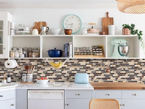 STICKGOO Thicker Design Peel and Stick Tile Backsplash, 12”×12”Stick on Backsplash for Kitchen, Self Adhesive Tile Stickers for Kitchen Backsplash and Bathroom(10 Sheets, Sand Brown) - Image 3