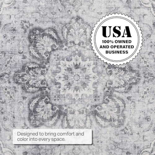 ReaLife Rugs Machine Washable Area Rug Runner - Living Room Bedroom Bathroom Kitchen Entryway Office - Padded Low Pile Stain Resistant Premium - Boho Farmhouse Vintage - Joy - Gray 2'6" x 6' - Image 4