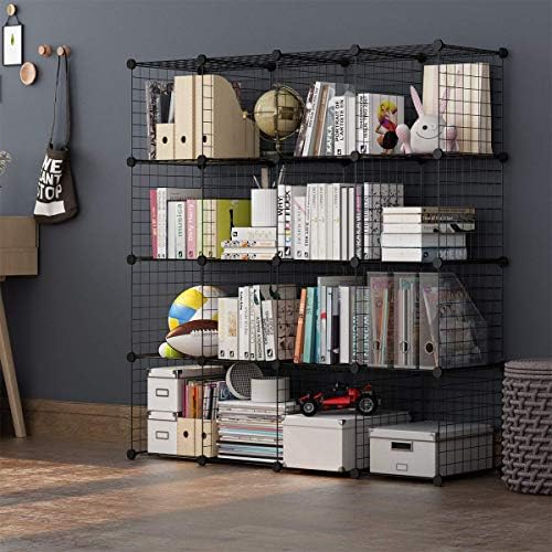 Wire Storage Cubes, Metal Storage Shelves Bookshelf, Stackable Modular Closet Organizer for Bedroom Living Room, Office, Black (16 Cubes, Iron) - Image 6