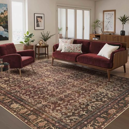 Rugxara Red 6x9 Area Rugs Washable Rug for Living Room Dining Room Bedroom by Rugxara