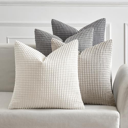 MIULEE Neutral Decorative Euro Pillow Covers 24x24 Set of 4 Modern Grey by MIULEE