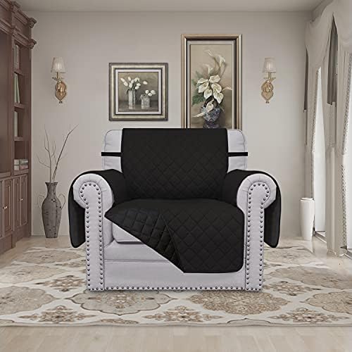 Easy-Going Chair Sofa Slipcover Reversible Sofa Cover Water Resistant Couch Cover Furniture Protector Cover with Elastic Straps for Pets Kids Children Dog Cat (Chair, Black/Black) - Image 2