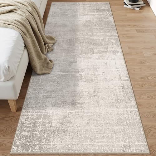 Hallway 3x8 Washable Runner Rug: Abstract Stain Resistant Entryway Kitchen Area Rugs Farmhouse Soft Bathroom Bedroom Print Floor Mat Thin Non-Slip Indoor Carpet for Living Room Laudry(3x8,Beige/Cream) - Image 2