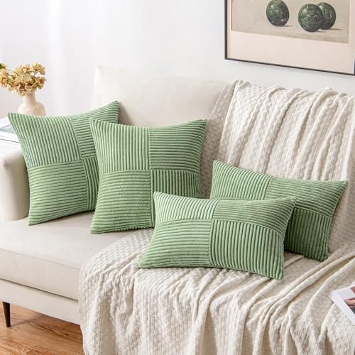 MIULEE Sage Green Decorative Throw Pillow Covers for Couch 18x18 Inch - Image 4