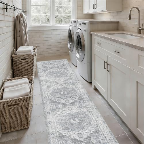 2'6x12 Hallway Washable Runner Rug Low Pile Vintage - Image 3