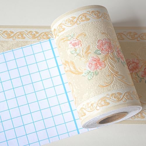 AbaBoorty Yellow Floral Wallpaper Border Decor 394"X4.1" Peel and Stick Wall Border Waterproof Tiles Sticker Wallpaper Self Adhesive Removable Wall Stickers for Bedroom Living Room Decor - Image 7