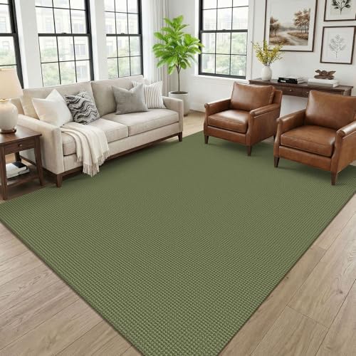 KOZYFLY 6x9 Dining Room Rugs, Washable Area Rug for Living Room, Non Slip Rugs for Bedroom, Braided Floor Carpet for Nursery, Office, Cotton Rug Home Indoor Decor, Olive Green/Earthy Green - Image 2