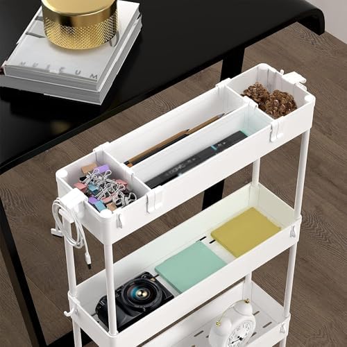 SPACELEAD 2-piece Set Slim Storage Cart 3 Tier,Bathroom Organizer Rolling Utility,Mobile Shelving Unit Slide Out for Office, Kitchen, Laundry Room & Narrow Places - Image 7