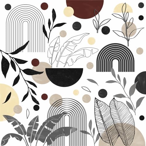 Boho Abstract Art Wall Stickers Geometric Leaves Wall Decals Peel and Stick | Mid-century arch leaf decal, removable, self adhesive, vinyl wall art mural, for living room bedroom office home decorations - Image 2