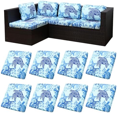 8 Pcs Outdoor Cushion Covers, Patio Sofa Cushion Covers Replacement by BIETYONE