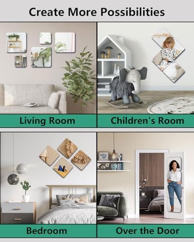 Unbreakable Small Wall Mirror Tiles, 4 pcs 16”x12” Unbreakable Small Mirrors for Wall Classroom Decor, Toddlers Mirror for Kids Bedroom, Plastic Door Adhesive Mirror and Classroom Mirrors - Image 5
