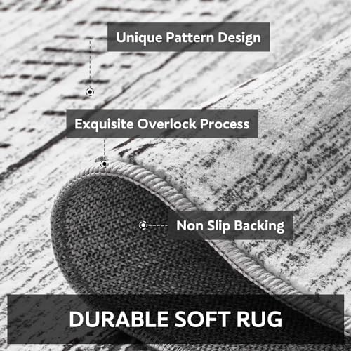 5x7 Area Rugs for Living Room Machine Washable Rug Distressed Indoor Carpet Neutral Moroccan Boho Rug Ultra Soft Area Rug for Bedroom Dining Room Playroom Office, Black - Image 5