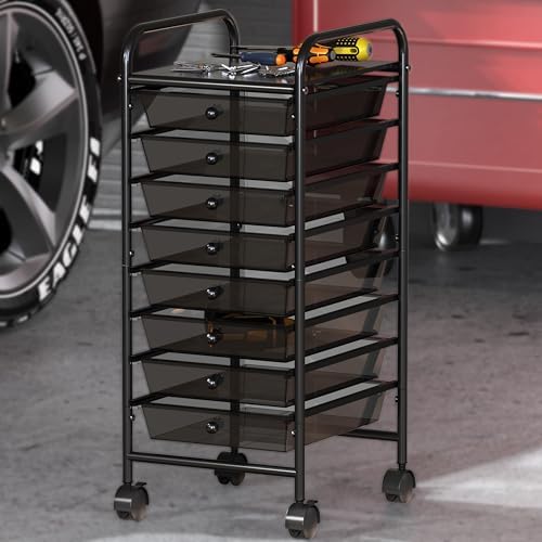 Simple Houseware 8 Drawers Rolling Utility Cart Art Craft Storage, Black - Image 5