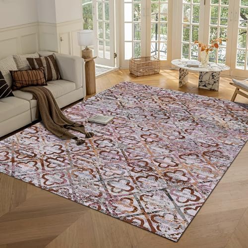 RUGSURE Washable Area Rugs, 3' x 5 ' - 1/6 Thick - Stain & Water Resistant Non-Slip - Perfect Resistant Rug for Living Room, Bedroom, Nursery, Pet & Child Friendly, Vibrant Colors Rugs, Purple by RUGSURE