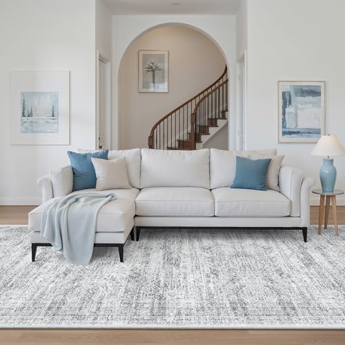 Soalmost Washable Hallway Runner Rug 4x12 Kitchen Entry Rugs Non-Slip, Grey by Soalmost