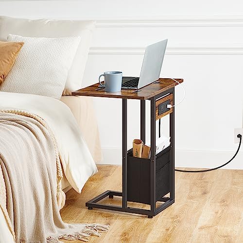 HOOBRO C Shaped Side Table with Charging Station, Foldable End Table - Image 5