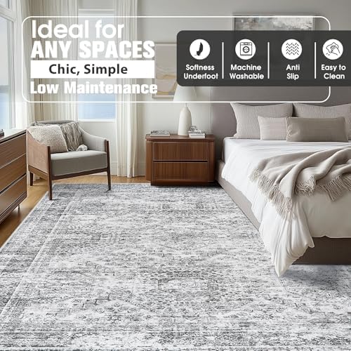 Aelenmu 10x14 Area Rugs for Living Room Washable Dining Room Grey - Image 2