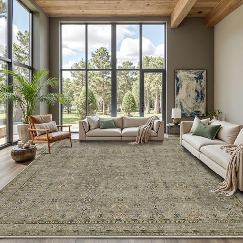 Rugxara 9x12 Area Rugs for Living Room Large Washable Rug, Olive Green by Rugxara