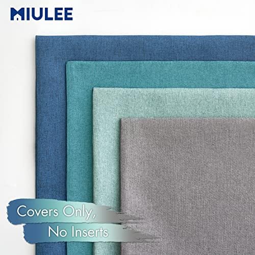 MIULEE Pack of 4 Decorative Outdoor Throw Pillow Covers Linen Waterproof Pillow Covers Summer Farmhouse Cushion Cases for Patio Garden Tent Balcony Couch Sofa 16x16 Inch Blue - Image 5