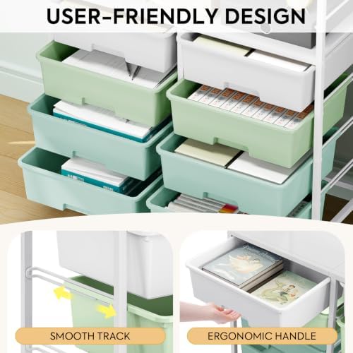 APEXCHASER Rolling Storage Cart with 8 Large Drawers, Wooden Tabletop - Image 5