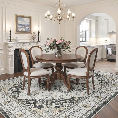 Madane 5x7 Area Rugs for Living Room, Non-Slip Washable Rug, Black - Image 3