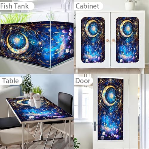 Nuxovilar Frosted Moon Star Pattern Window Glass Film 17.7x39.4 in PVC - Image 5