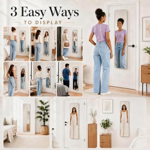 SCWF-GZ 47x14 Full Length Mirror Over the Door Hang or Wall Mounted Silver - Image 6
