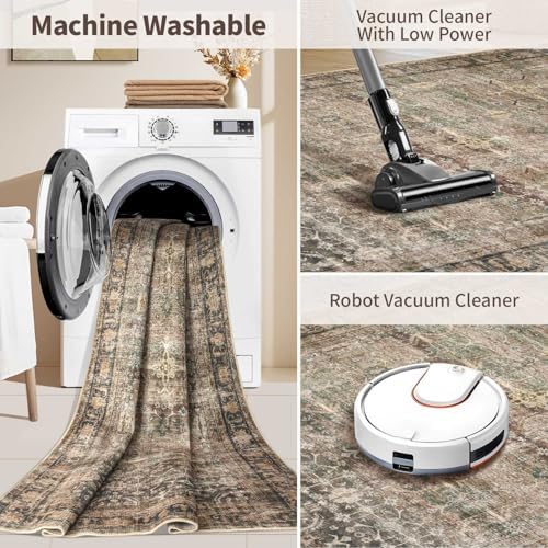 Rugxara 3x5 Rug for Entryway Bedroom Washable Area Rugs Carpet, Brown - Image 6