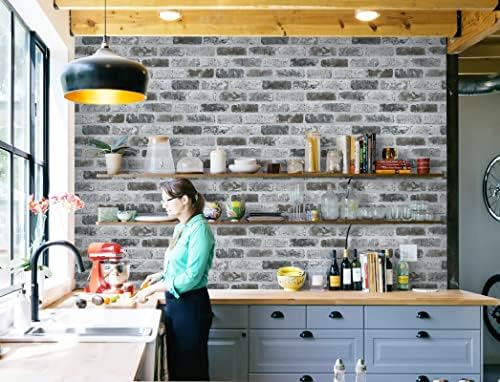 Guvana 17.3"×394" Brick Wallpaper Grey Self Adhesive Wallpaper 3D Brick Peel and Stick Wallpaper Removable Contact Paper Brick Textured Vintage Wall Paper for Kitchen Accent Wall Decor | Grey Self Adhesive Wallpaper Removable Contact Paper Brick Textur... - Image 2