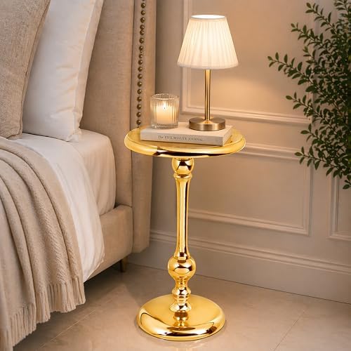 CLEENTABLE Gold Round Side Table, Metal Accent, 15" x 21" - Image 6