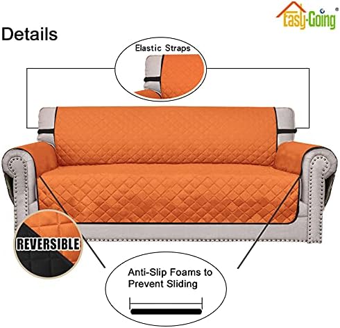 Easy-Going Reversible Couch Cover, 3 Cushion Sofa, Large, Orange/Black - Image 3