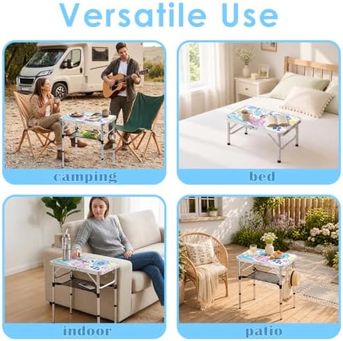 Small Folding Camping Table, 2ft Portable Table, Floral Doodle - Image 5