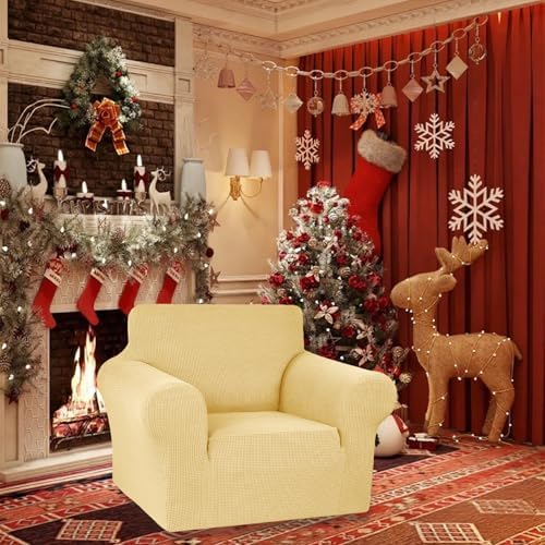 KEKUOU Stretch Chair Sofa Slipcover, Single Couch Cover,Champagne - Image 2