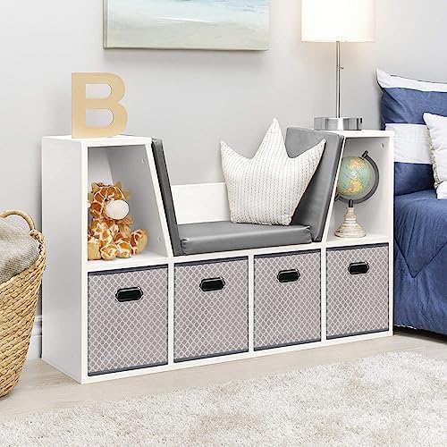 Black Foldable Storage Cubes Bins , Fabric Storage Box Cubes Organizer Baskets with Dual Handles for Home Organizer Grey Light - Image 4
