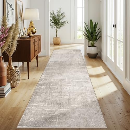 Abstract 3x10 Kitchen Rug Runners - Washable 10ft Hardwood Sink Rugs Non-Slip Hallway Entryway Area Rugs Soft Floor Mat Indoor Farmhouse Carpet for Bathroom Living Room Bedroom (3x10,Beige/Cream) - Image 2