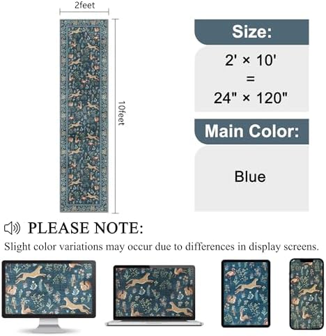 DUKINO 2x10 Kitchen Runner Rug, Soft Non Slip Animal Washable Rug, Blue - Image 2