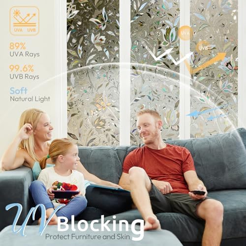 rabbitgoo Window Privacy Film, Stained Glass Cling, Brown 35.4" x 118.1" - Image 6