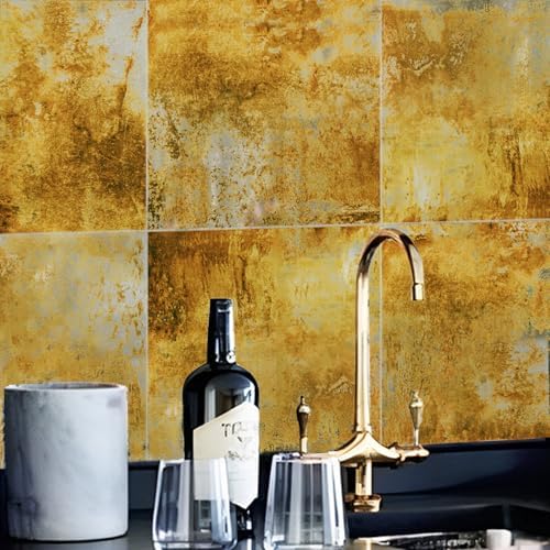 LiveInUrban Acrylic Antique Mirror Wall Panels, Gold Brown Stone by LiveInUrban