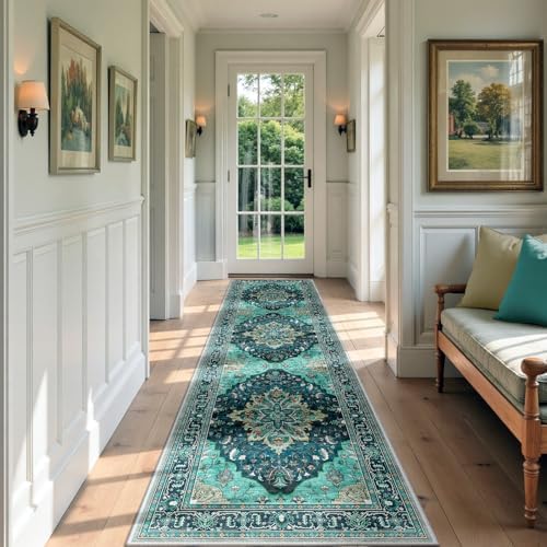 RELEANY Washable Area Rug, Runner 2'x7', Teal - Image 2