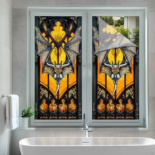 HOMETITUTE Gothic Bat Flame Privacy Window Film Cling 17.7x39.3 PVC - Image 5