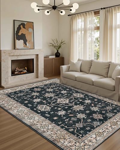 Rugxara Black 6x9 Area Rugs Washable Rug for Living Room Dining Bedroom - Image 2