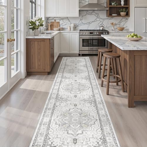 Madane Washable Runner Rugs 2x10 Long for Hallway Kitchen, Grey - Image 2