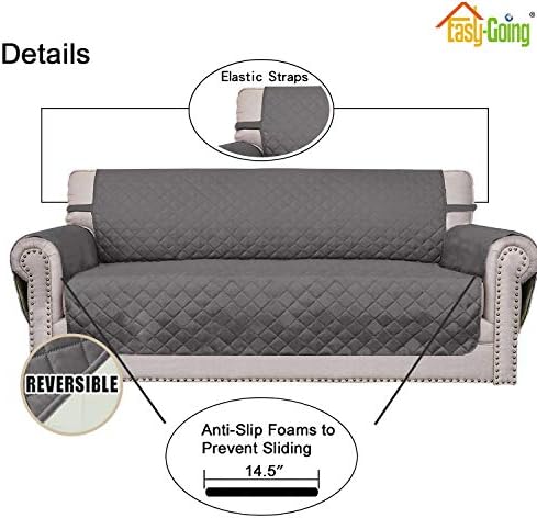 Easy-Going Reversible Couch Cover, 4 Seater Sofa, XX-Large Sofa, Gray/Ivory - Image 3